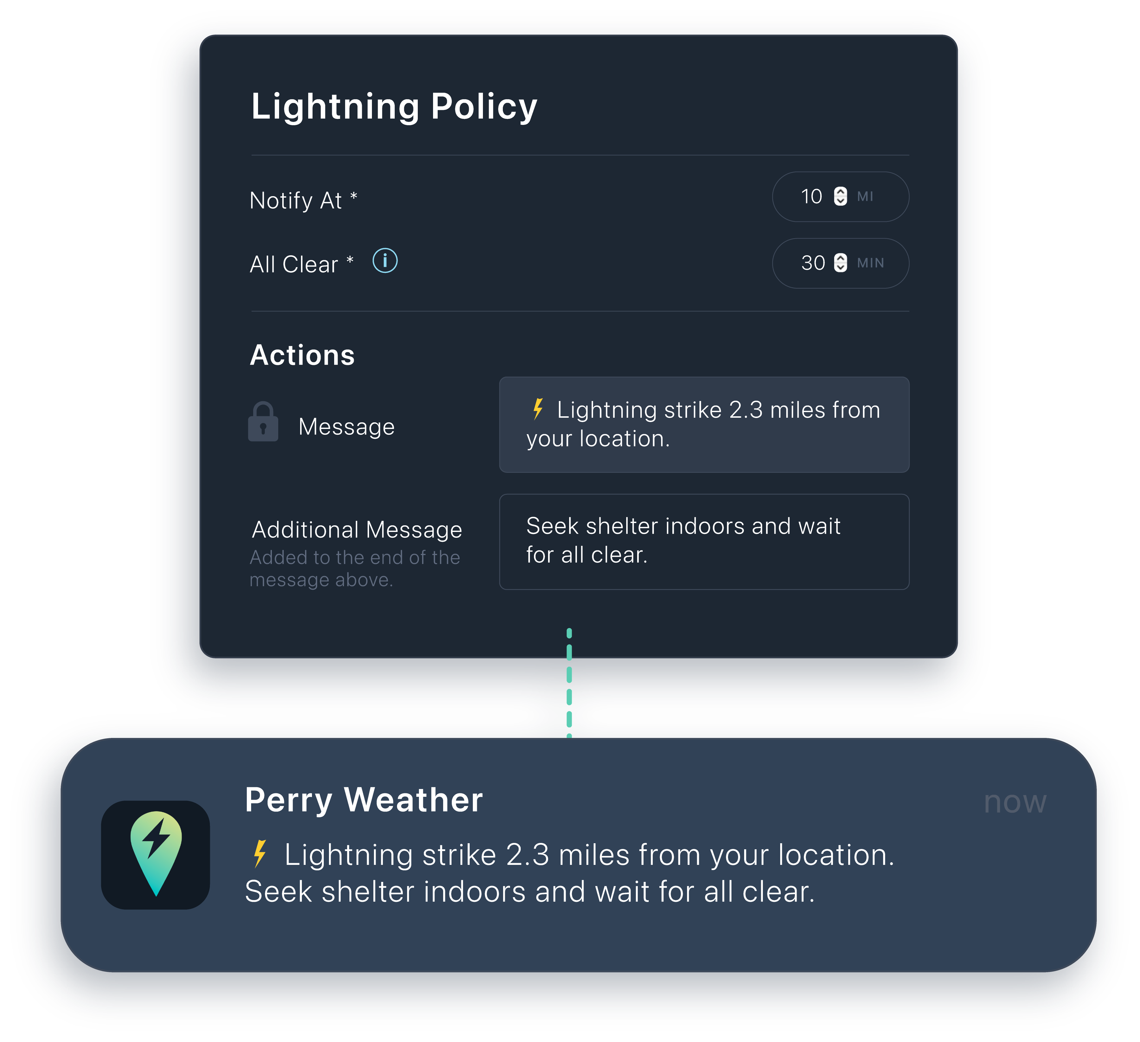 Lightning Detection Policy Warning Setup